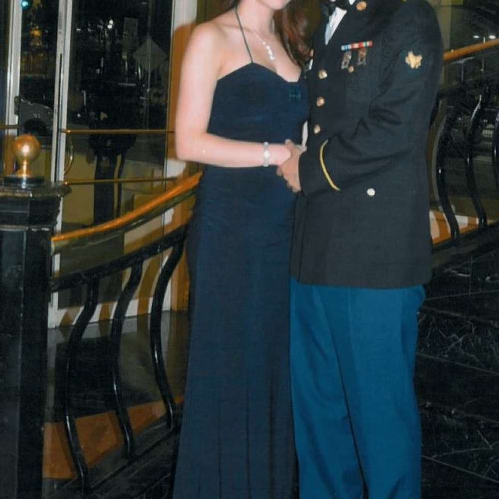 Navy gown, cutout back